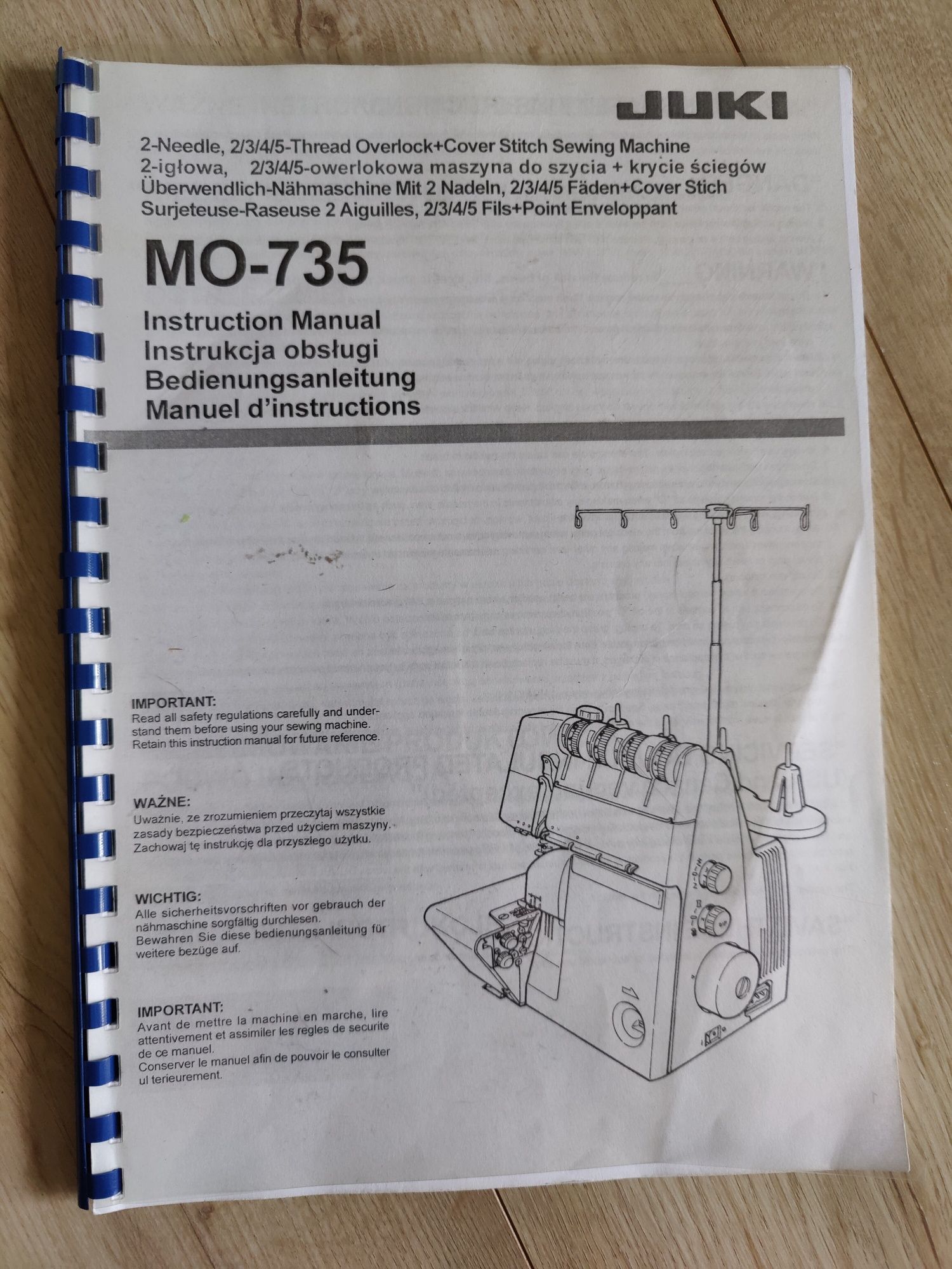 Maszyna do szycia Overlock, Coverlock Juki MO 735 stan bdb