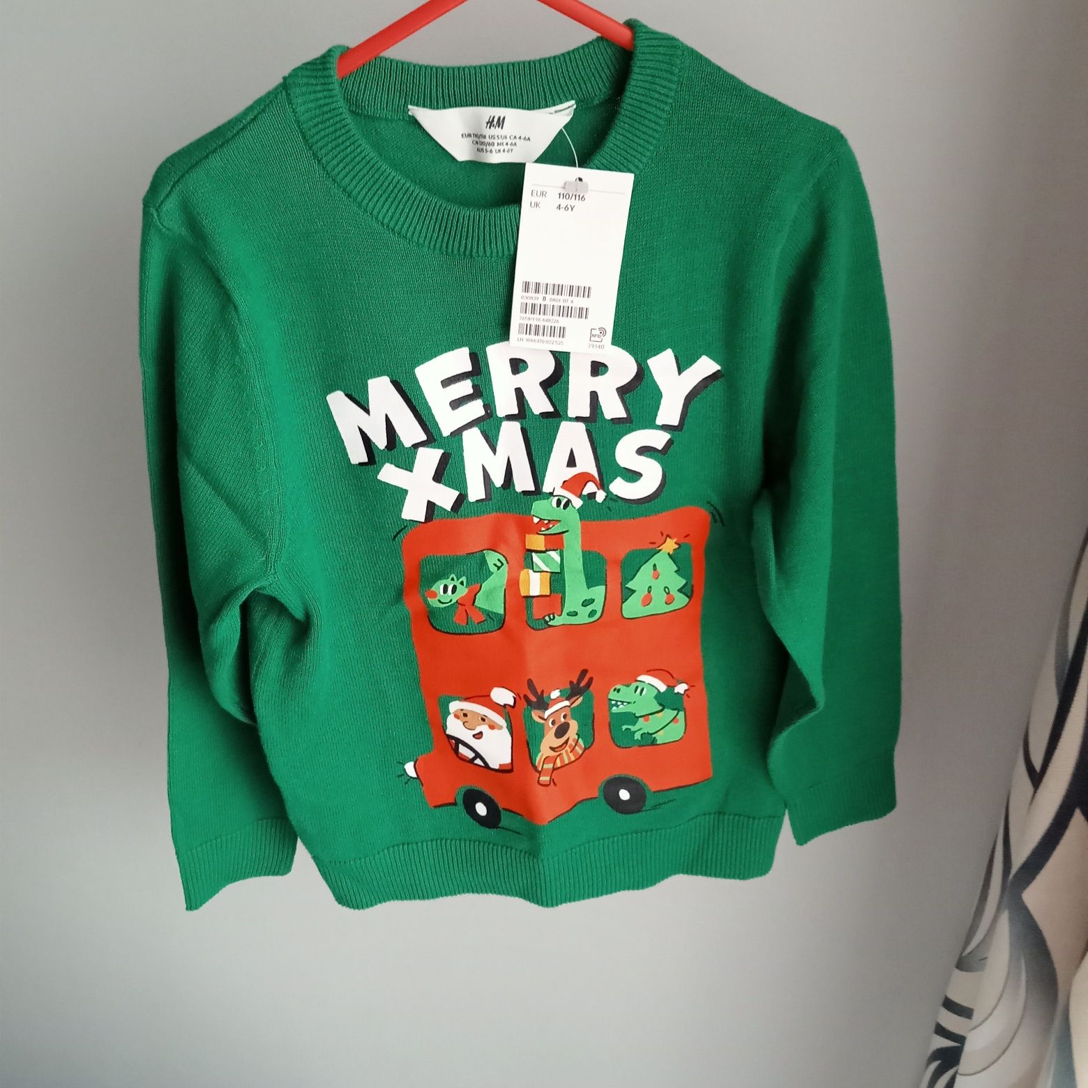 Nowy sweter bawełniany h&m 110/116