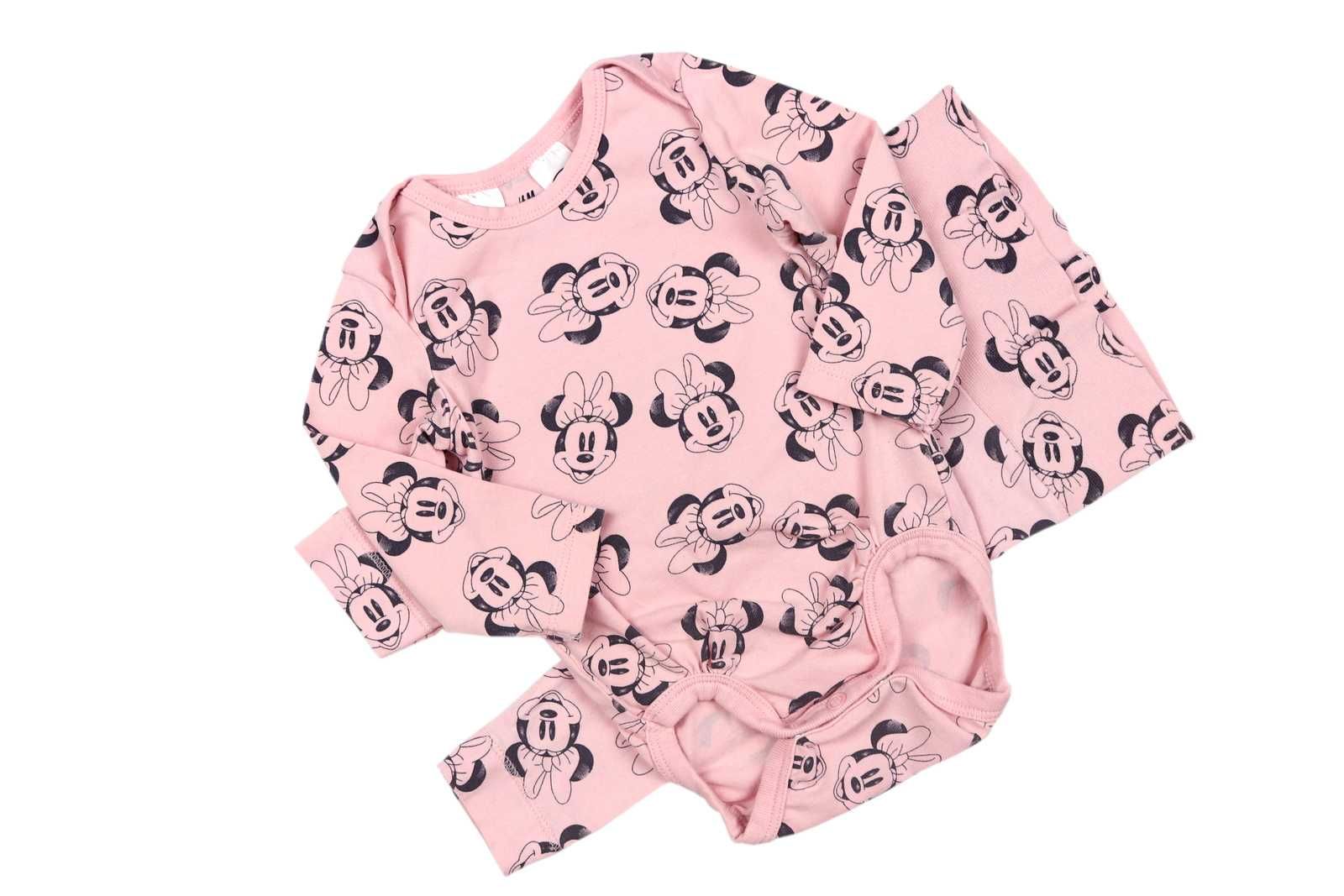 H&M pudrowy komplet z body Myszka Minnie 62