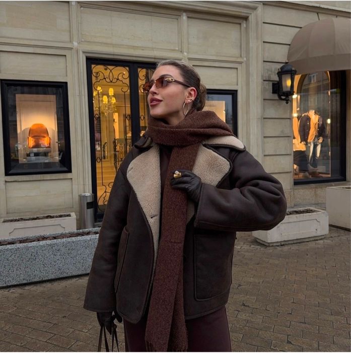 Коричнева дублянка зара zara