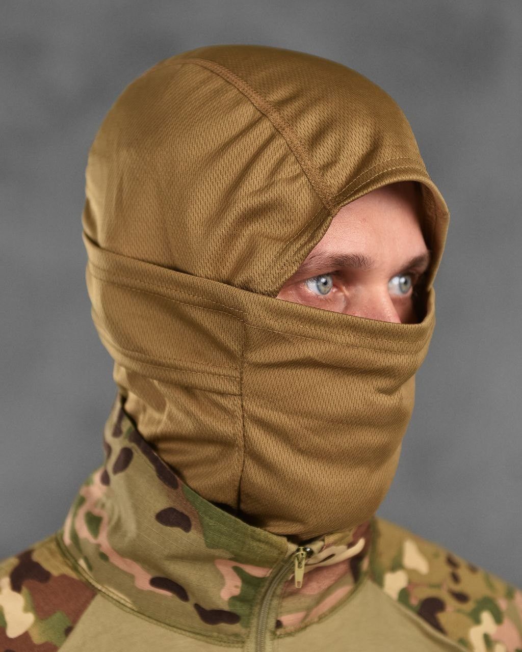 Тактична літня балаклава підшоломник Coolmax Мультикам Койот Олива