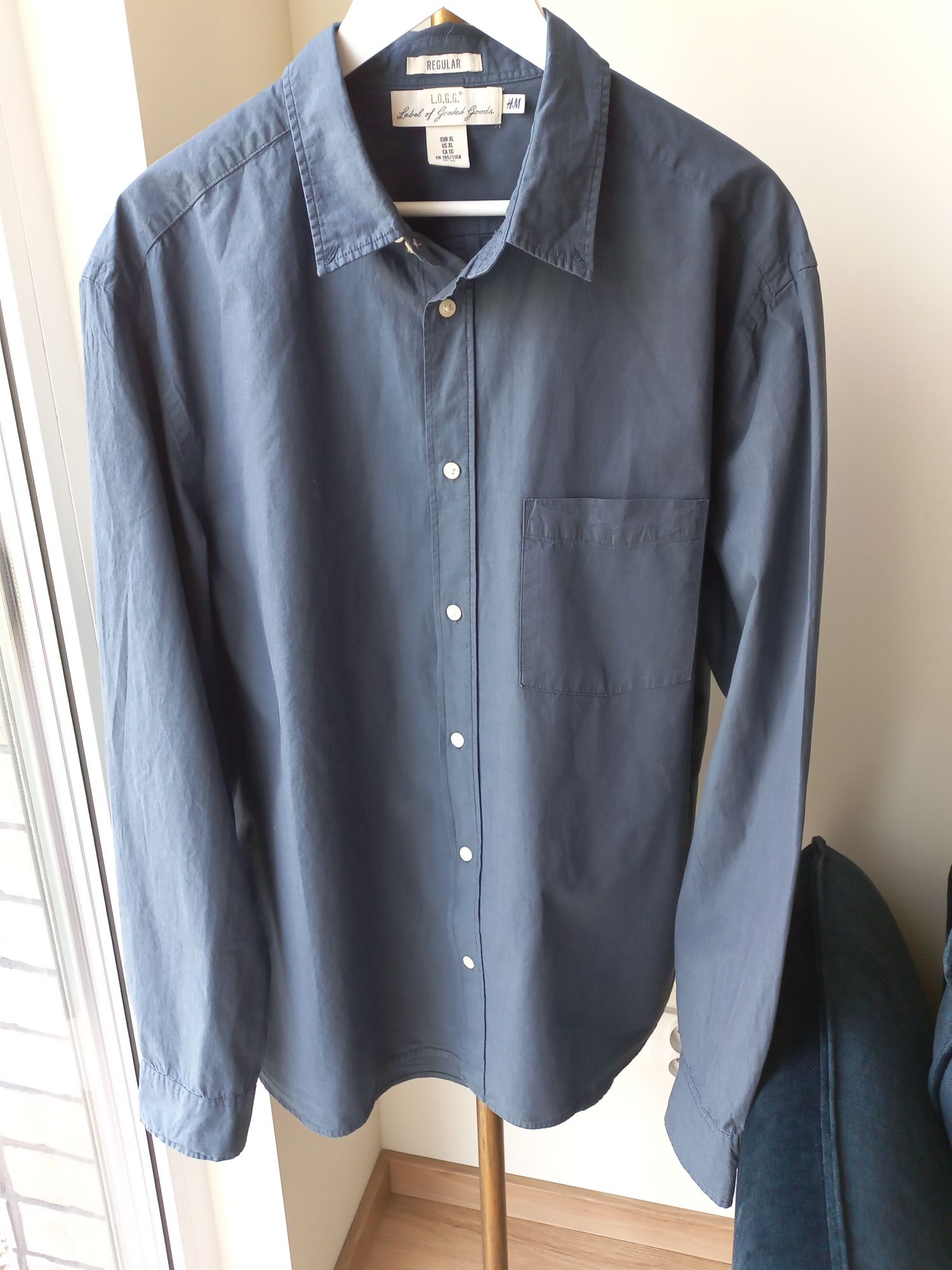 Koszula męska granatowa Regular H&M XL 42