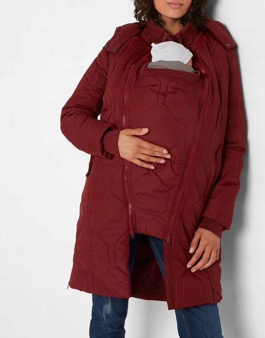 B.P.C płaszcz ciążowy pikowany bordowy panel ^40