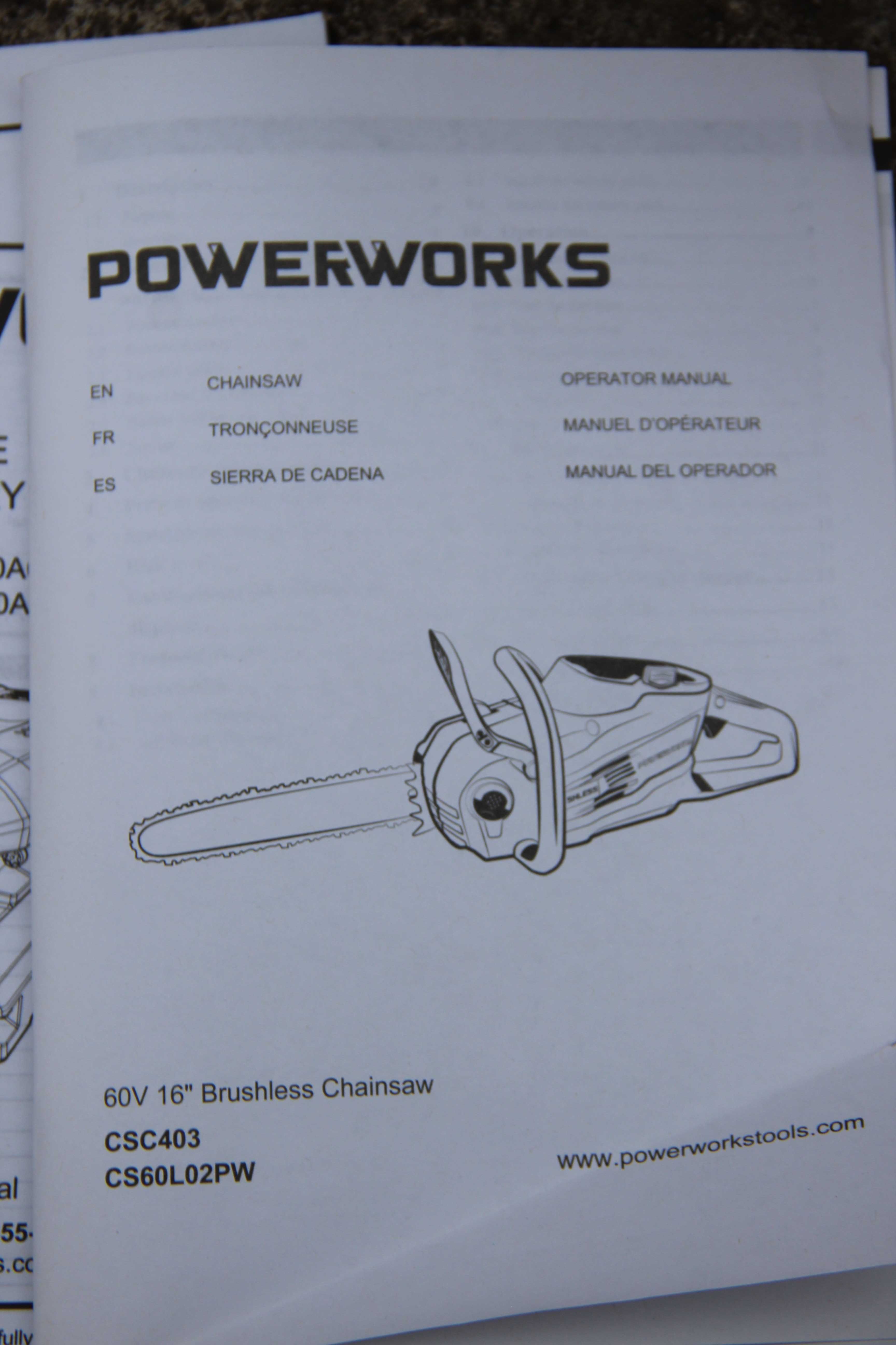 Ланцюгова пила акумуляторна Powerworks 60 V CS60L02PW з АКБ 5 Аг та ЗП