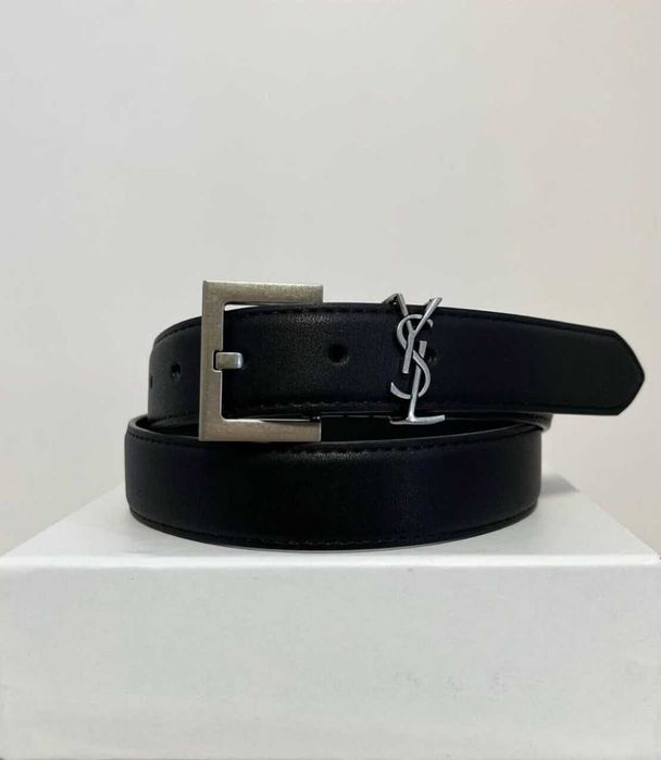 Оригинальный женский|мужской кожаный ремень — Saint Laurent Cassandre