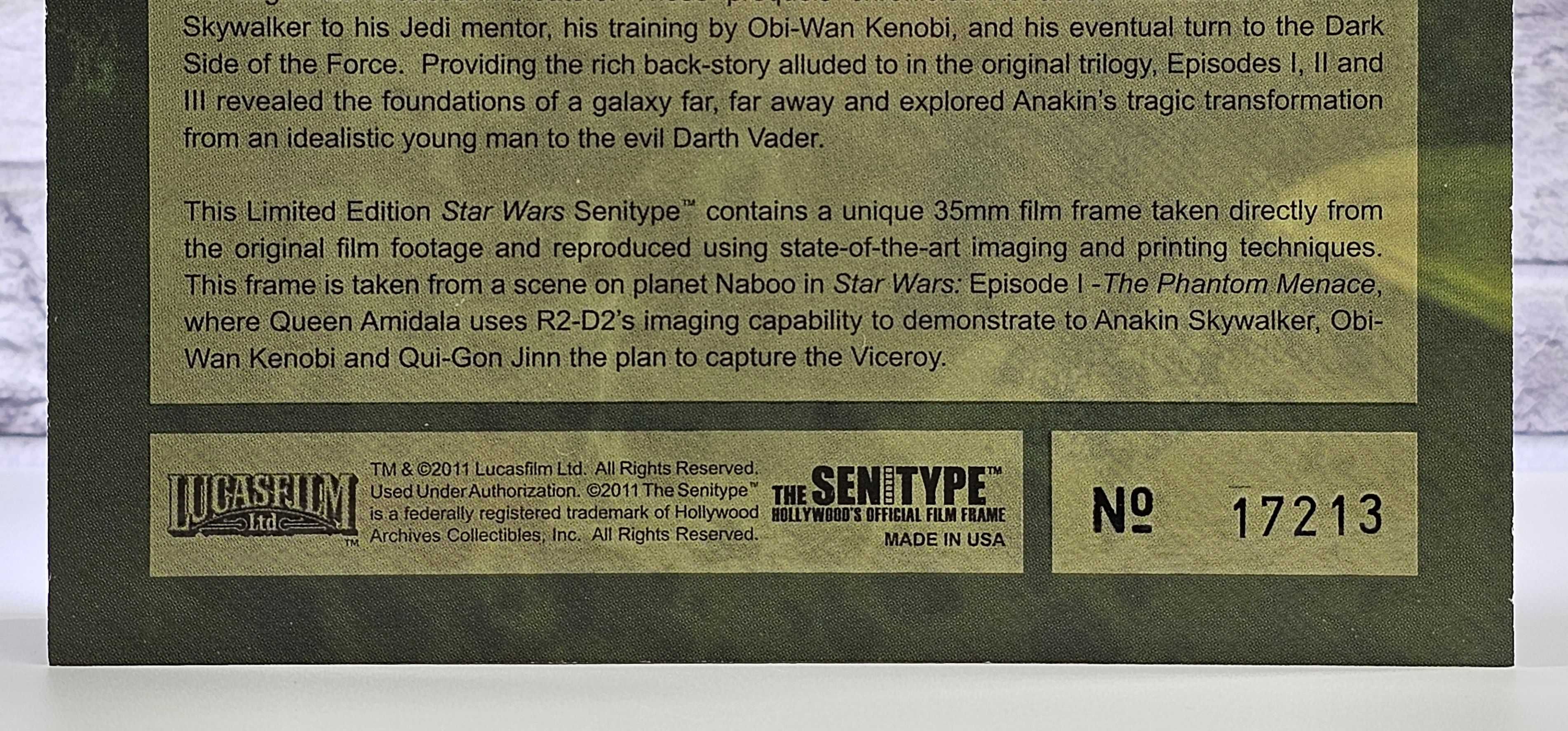 Star Wars Oryginalna klatka premierowej taśmy filmowej Gwiezdne Wojny