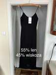 Sukienka Zara lniana len wiskoza czarna midi 38 M