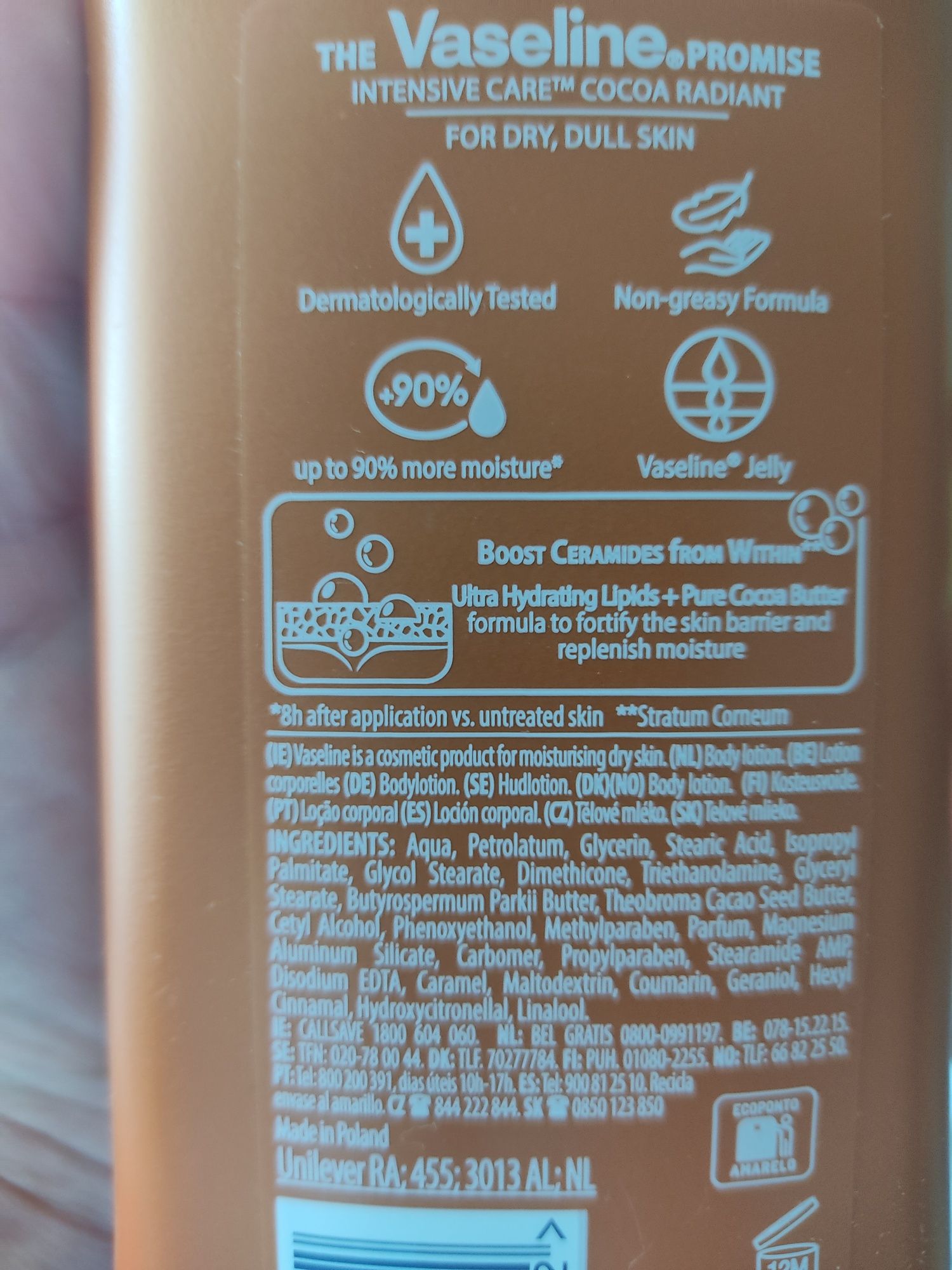 Creme corporal Vaseline Cocoa radiante 400ml