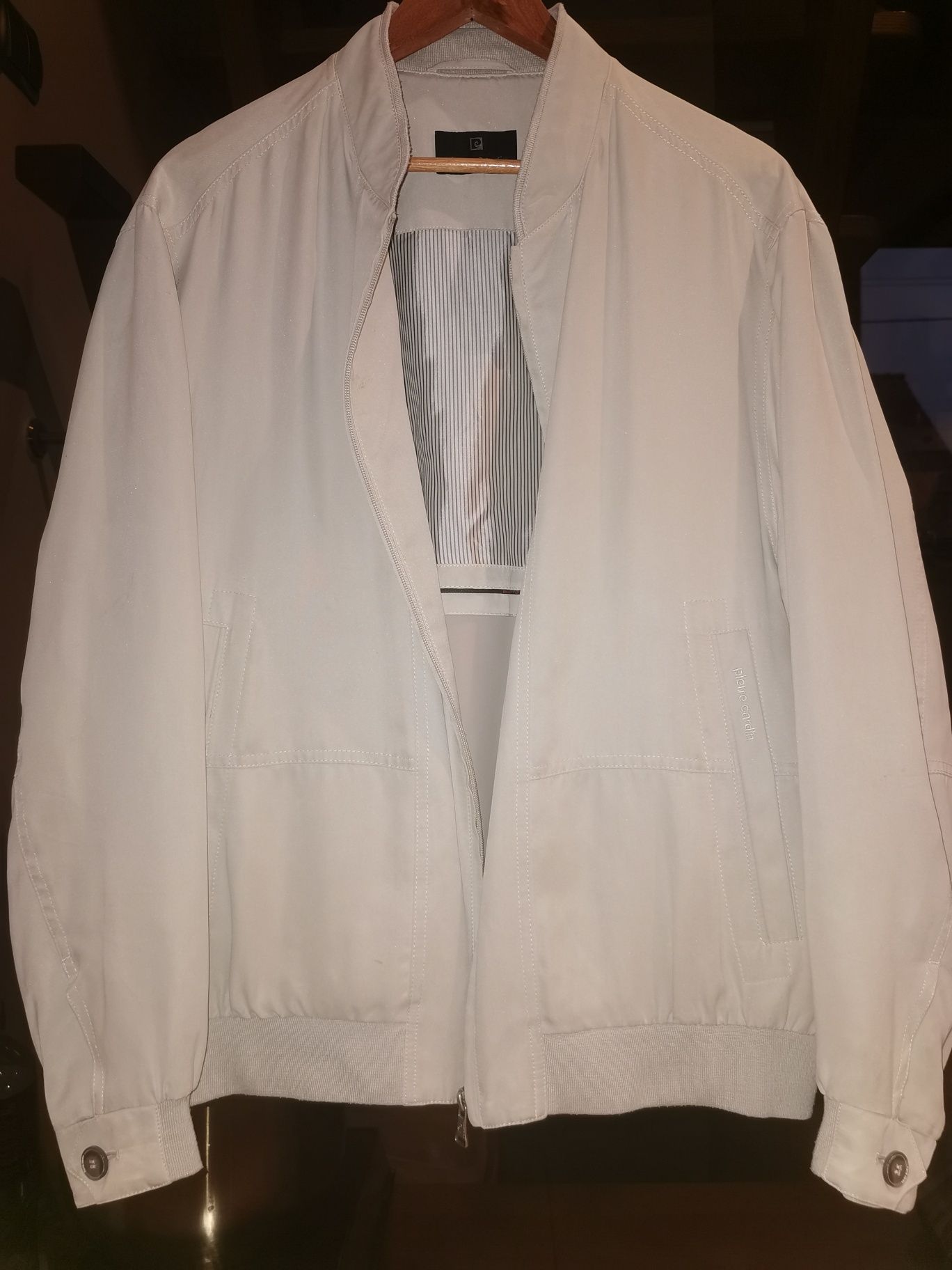 Pierre Cardin L/XL beżowa kurtka bomberka jedwab 100 %