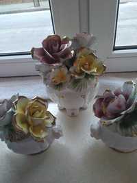Kwiatki porcelanowe 3 sztuki