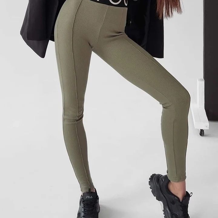 Legginsy damskie Olavoga Susan S M beżowe khaki neon pomarańcz