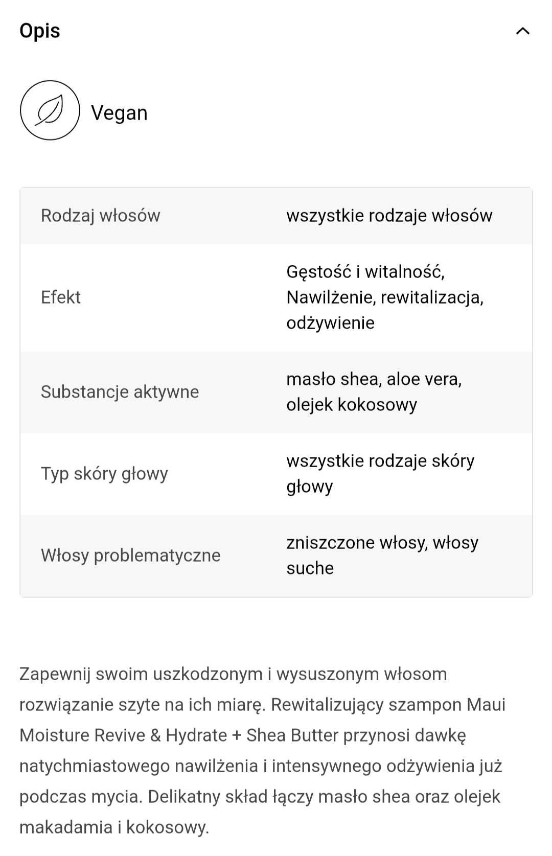 Szampon odżywka do włosów Maui Moisture Revive & Hydrate + Shea Butter