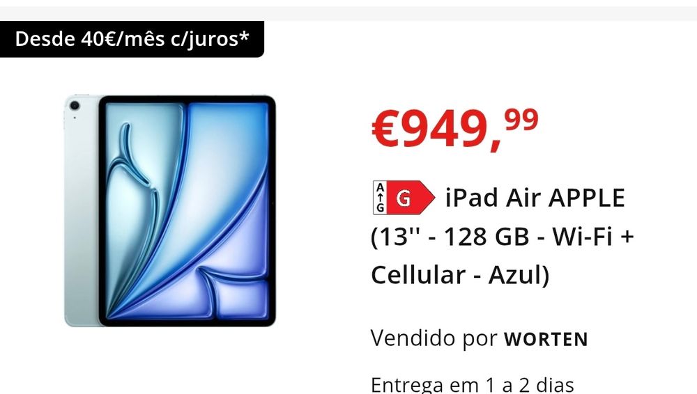 IPad Air Apple 13" 128gb WiFi + Celular