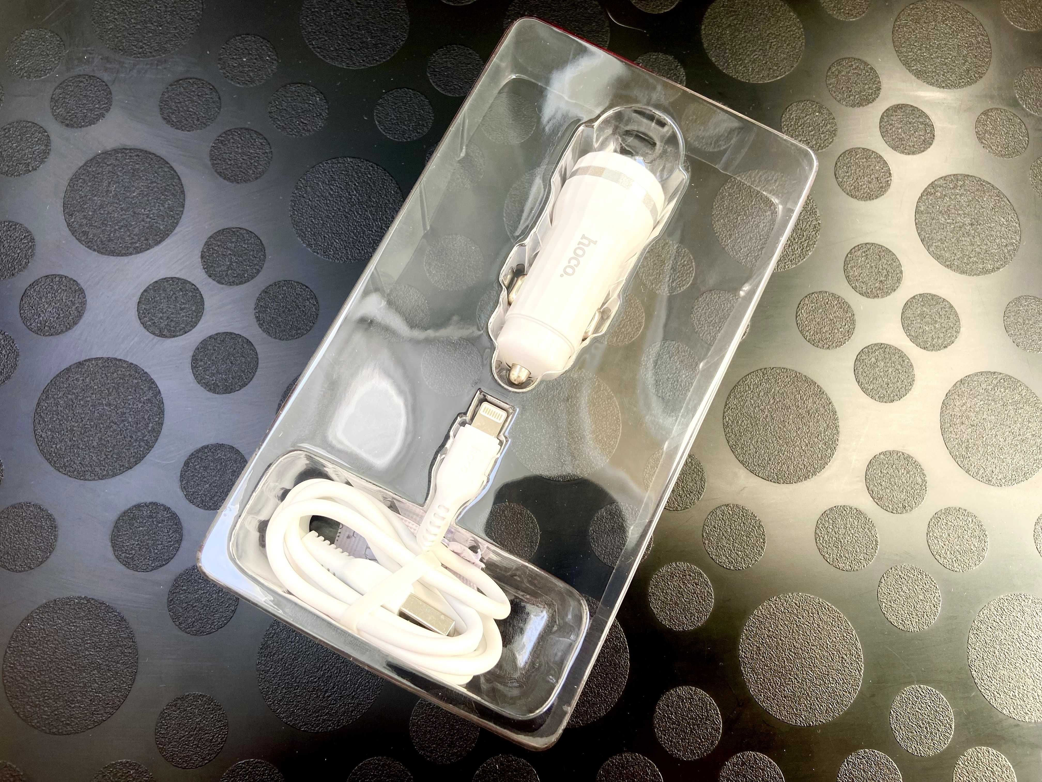 HOCO Зарядка авто в прикуриватель для Айфон USB 2шт + Кабель Лайтнінг