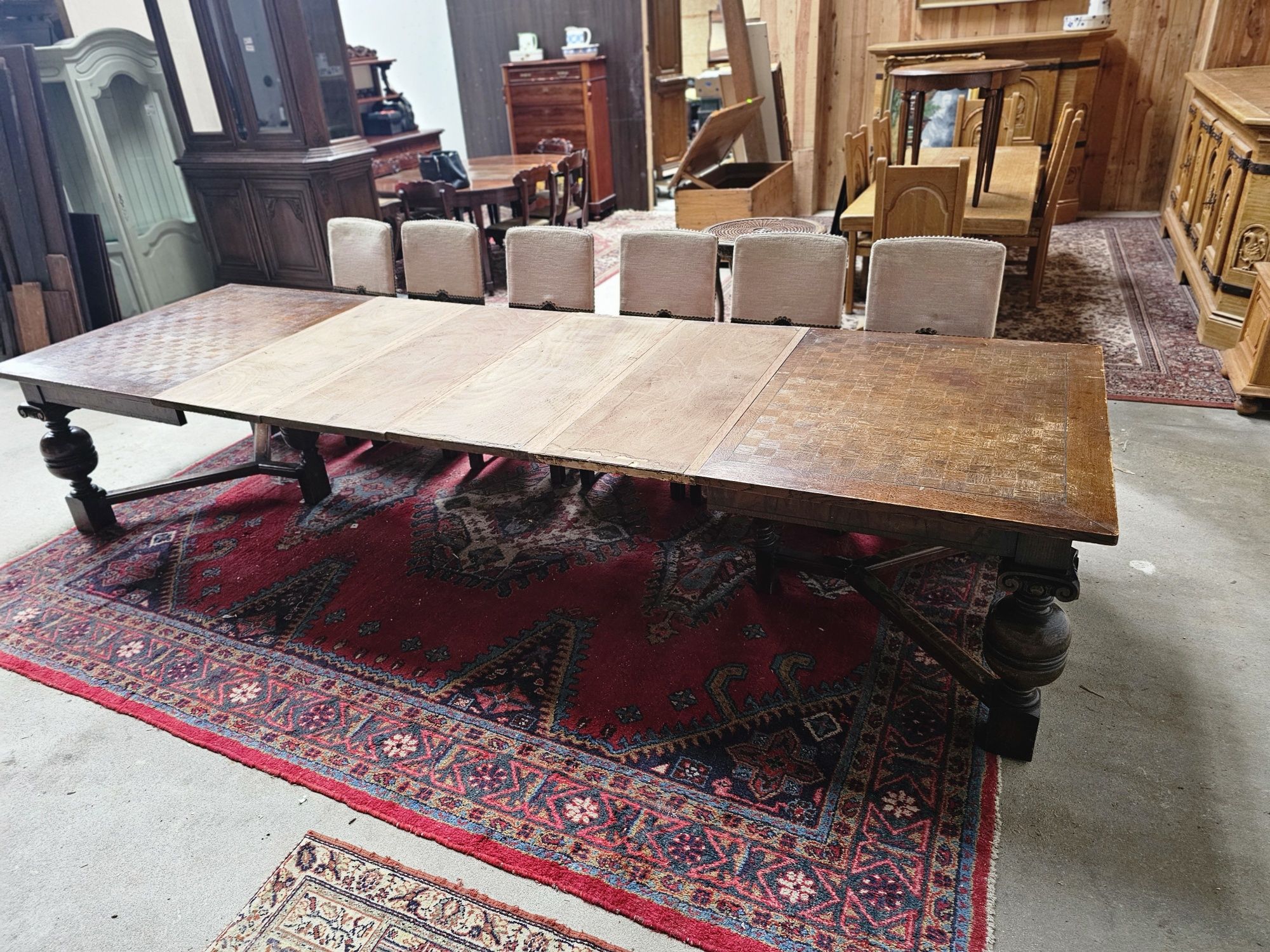 Duży solidny stół dębowy rozkładany z 180 do 380cm #837 Stylowy Węgrów