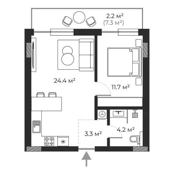 1-кімнатна квартира | SHERWOOD | Ужгород, новобудова - SW 6.03
