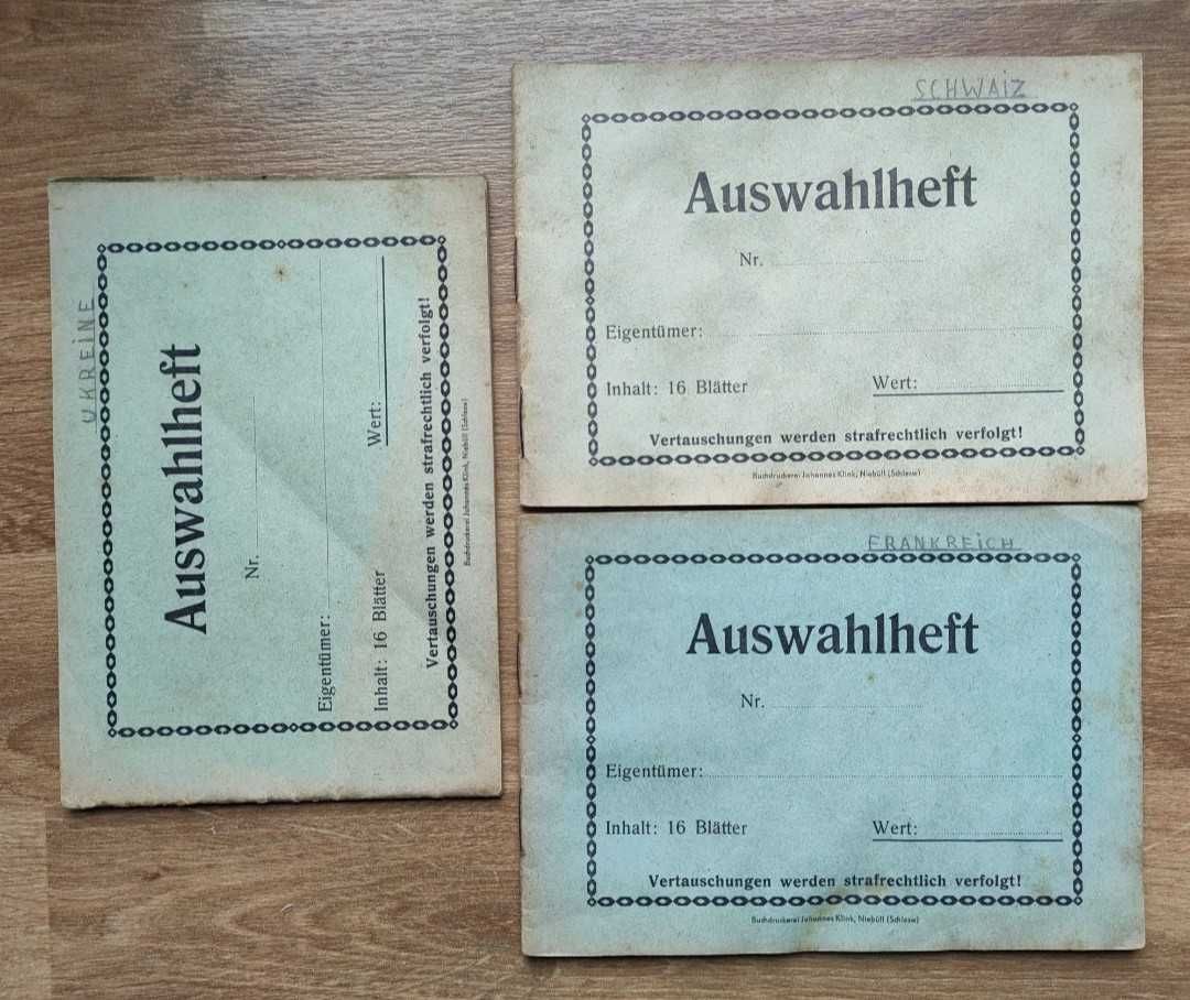 Auswahlheft - stare zeszyty do znaczków pocztowych 3 sztuki