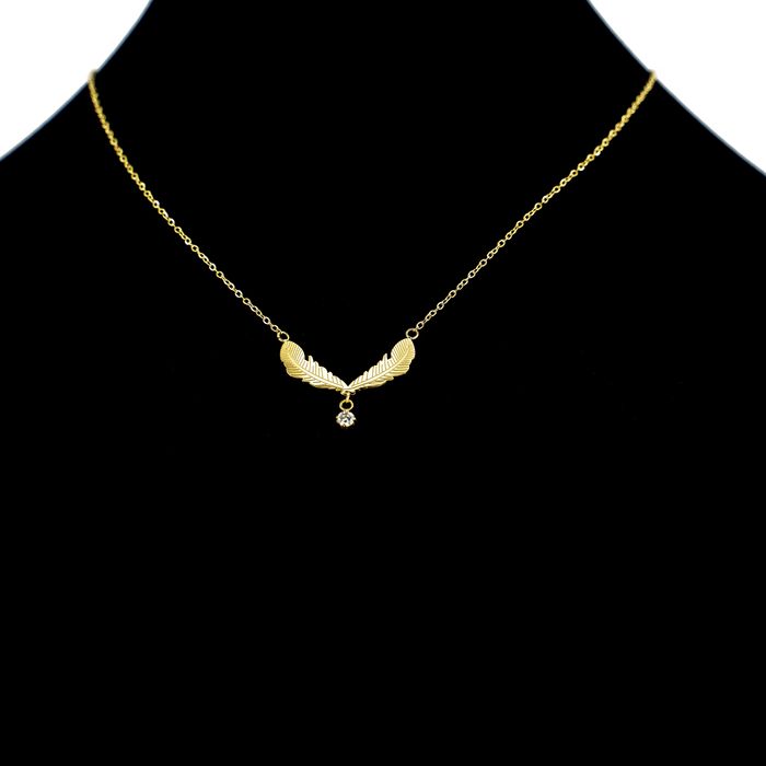 Łańcuszek Skrzydła Cyrkonie Złota Stal 00673