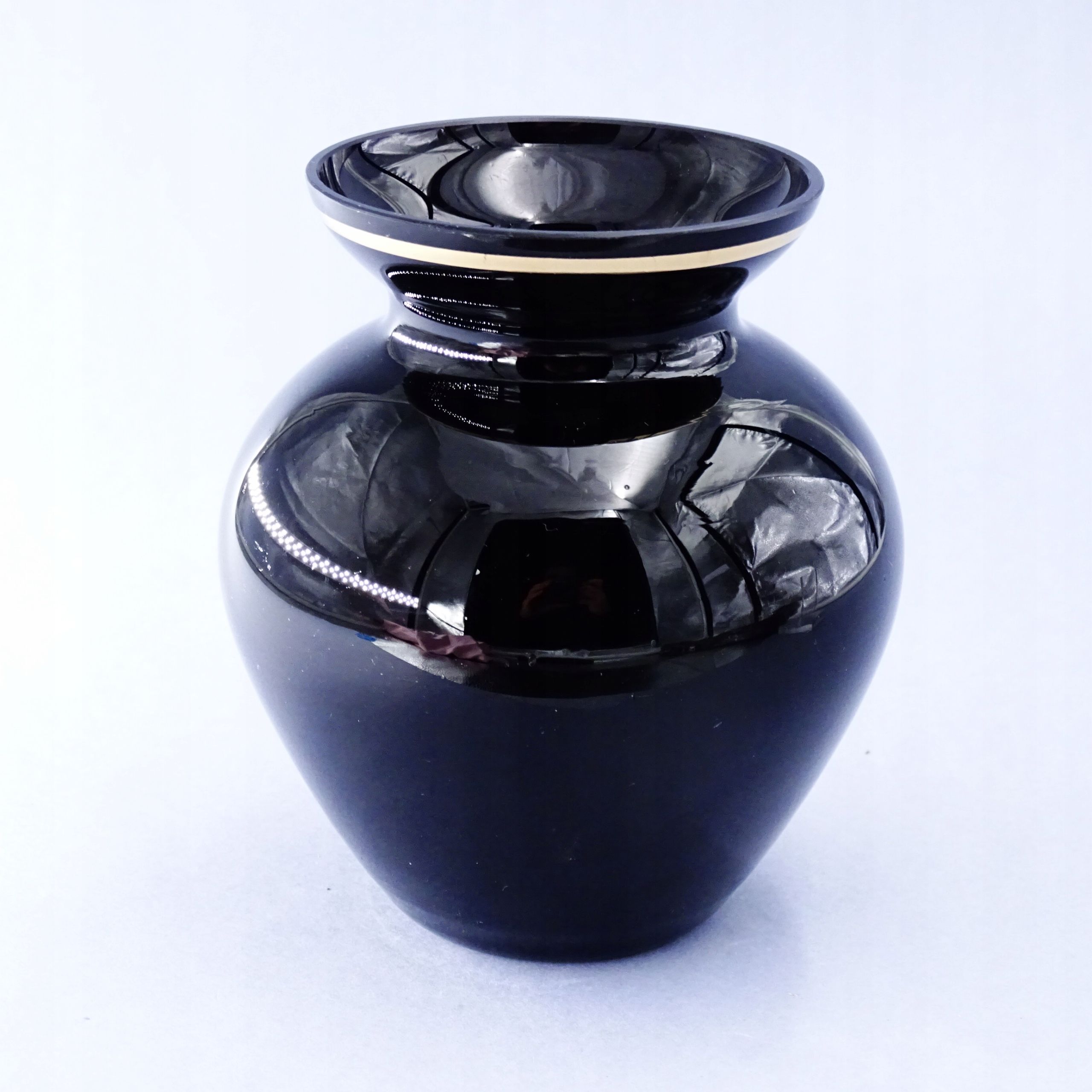 karl grossmann zabytkowy czarny szklany wazon rugia żaglowiec bałtyk