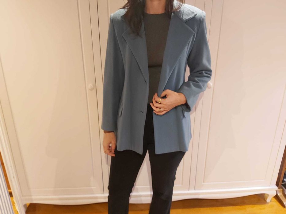 Blazer de lã azul