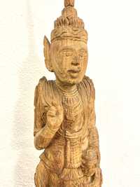 estatua, buda, deusa, oriental, indonésia, talha, arte, madeira