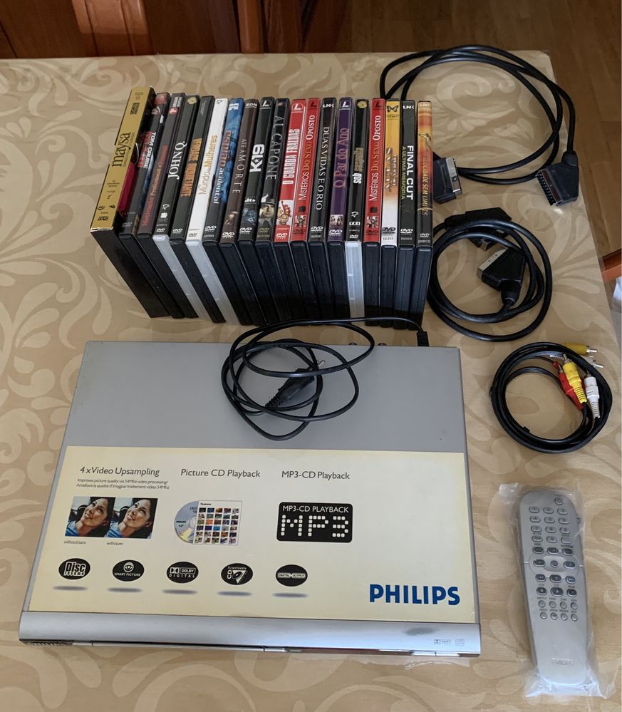DVD PHILIPS com comando e filmes
