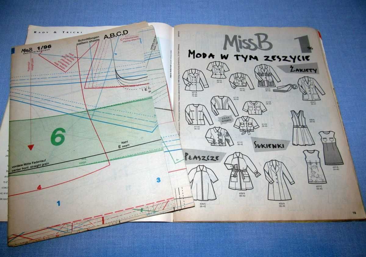 Burda MissB x 2  3/1994, 1/1996 Moda dla dziewczyn Wykroje