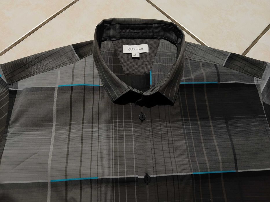 CALVIN KLEIN USA - NOWA! z LOGO Koszula Męska krótki rękaw rozmiar L