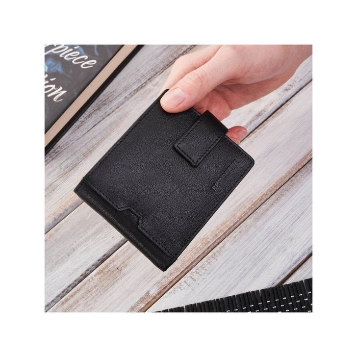 portfel męski mały skórzany czarny rfid brodrene g-109mn/bl