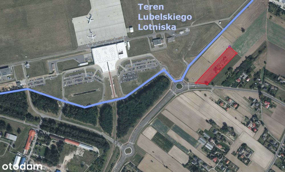 Działka - Lotnisko Lublin | 350 m od Terminala | PnB + Parking 300 aut