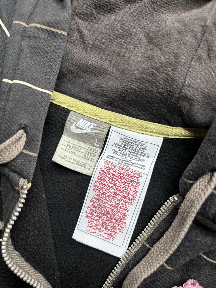 Szara czarna bluza z kapturem Nike Vintage w paski L