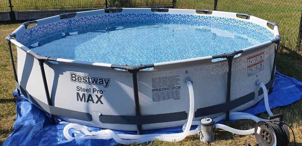 NOWY DUŻY Basen STELAŻOWY 4678L 366x76cm 8w1 + pompa Bestway