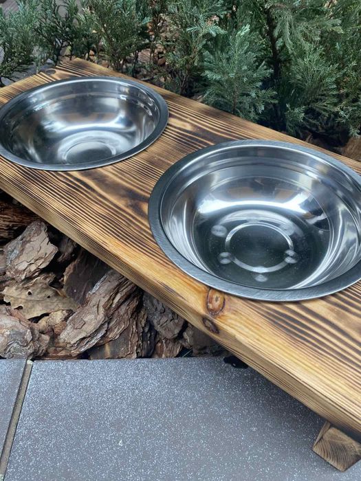 Дерев'яна підставка для мисок собак і котів