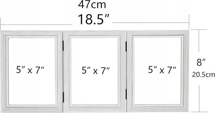Potrójna składana ramka na zdjęcia 13x18 cm Shampsen – biała