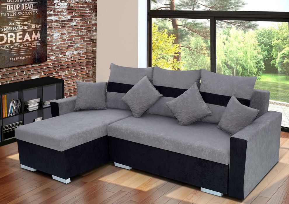 Narożnik Do Salonu JOY Kanapa Sofa Rozkładana 2 Pojemniki Na Pościel !