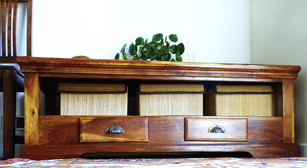 Kolonialna ława z drewna egzotycznego palisander 130x70x45 - AlmiDecor