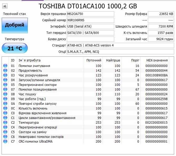Жорсткий диск HDD Toshiba 1 TB Sata