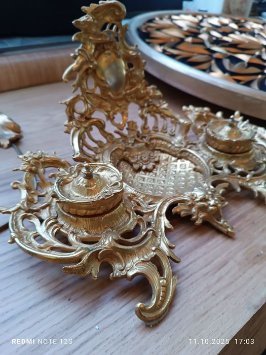 Kałamarz 19wiek rococo  pozłacany po likwidacji galerii