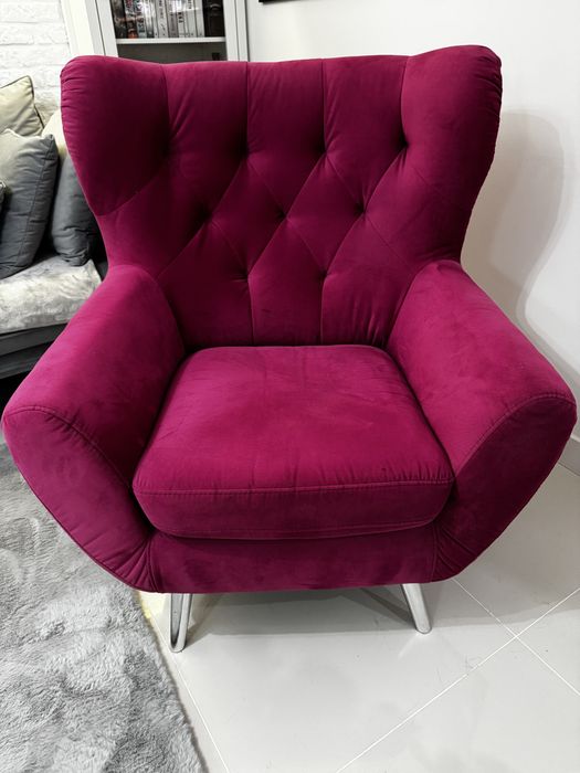 Fotel uszak różowy