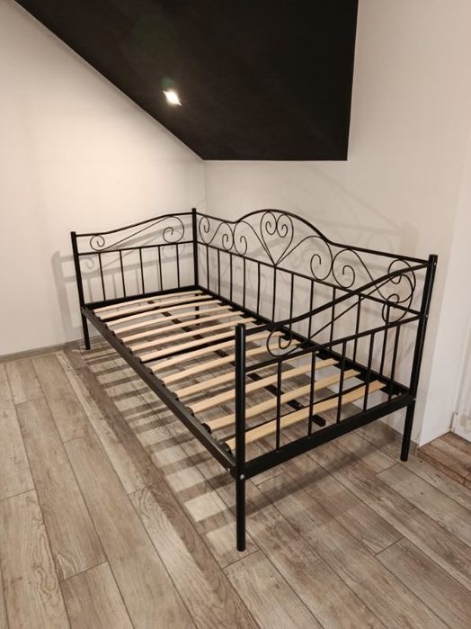 Łóżko metalowe czarne 90x200