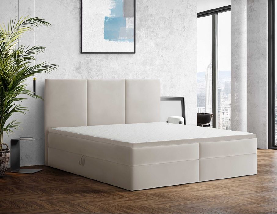 Łóżko kontynentalne  RIMA 180x200 materac, nakładka, skrzynia