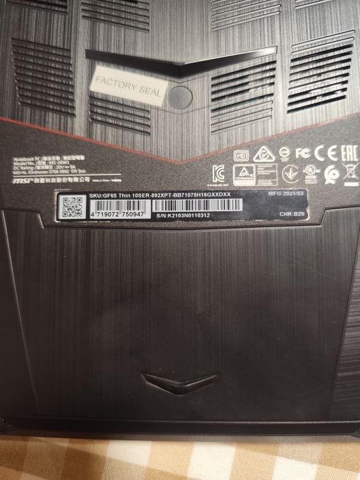 Portátil Gaming MSI GF65 thin 10SER