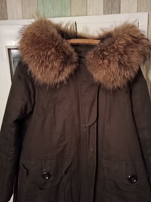 Kurtka parka khaki na ocieplaczu kaptur z jenotem rozm L/XL Jazzevar