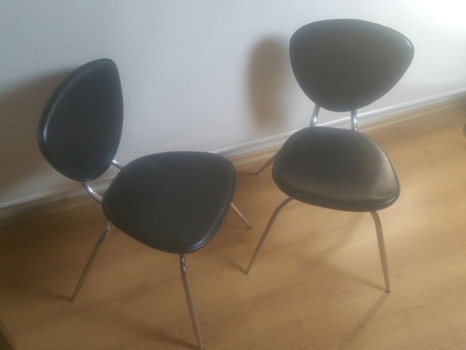 Krzesło krzesła 2szt czarne skóra KARE Design