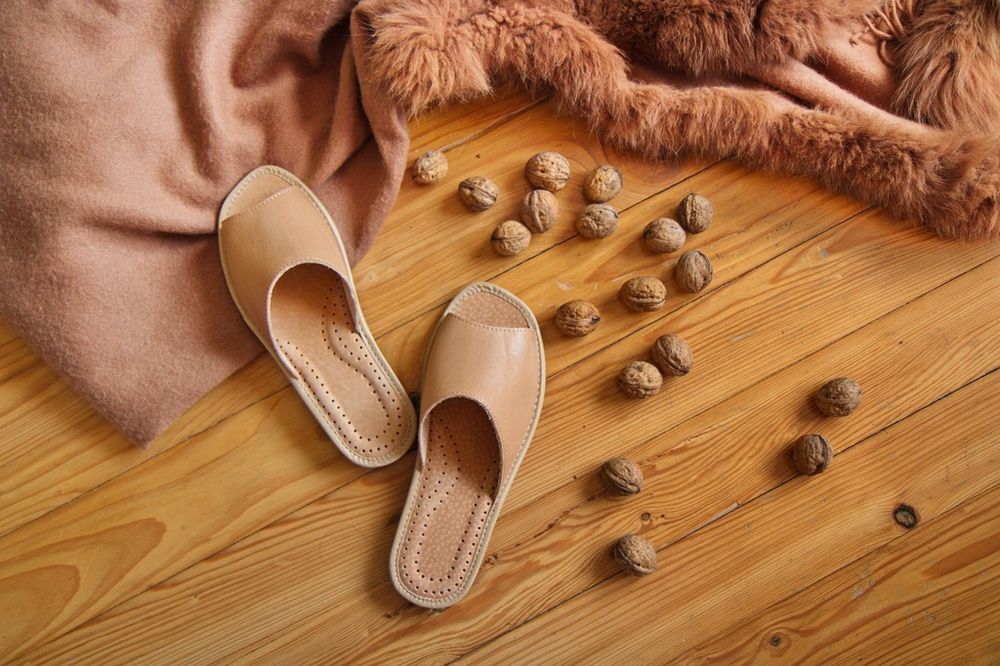 Kapcie Damskie SKÓRA NATURALNA Pantofle Wygodne POLSKIE na KOTURNIE