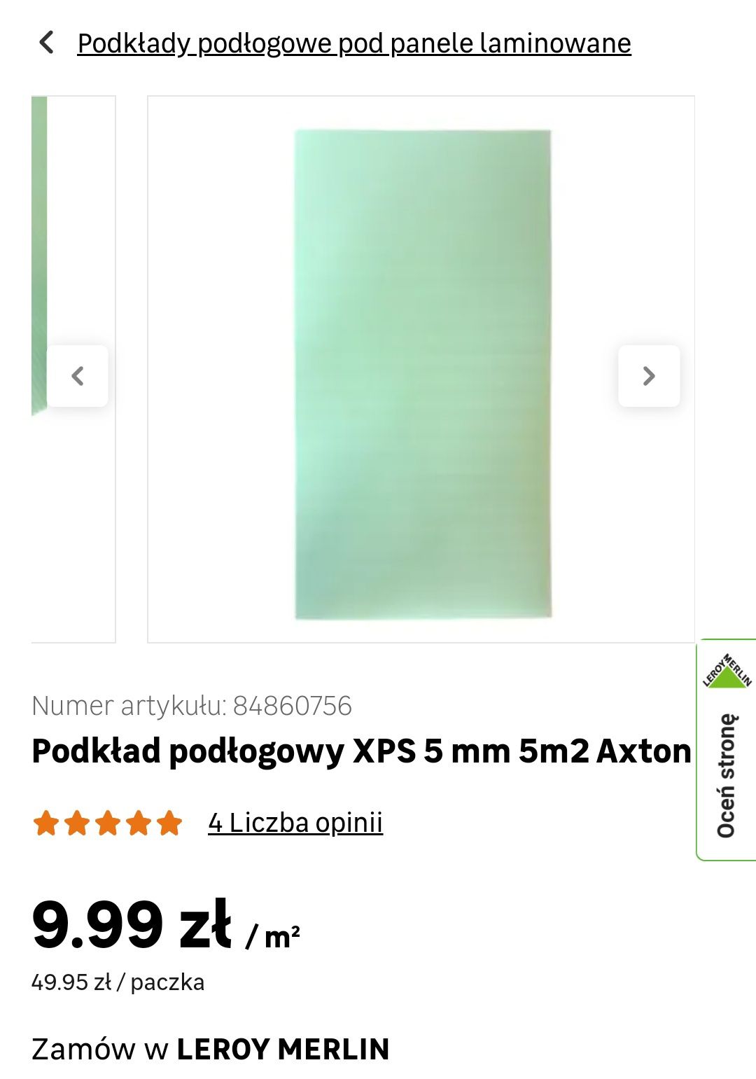 Podkłady pod panele 5mm