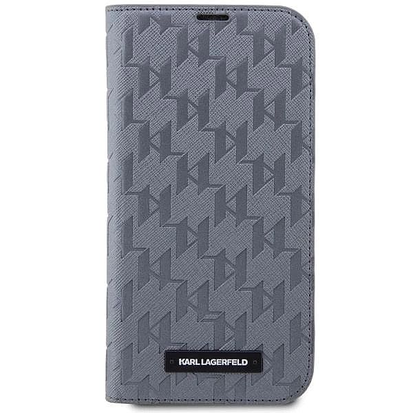 Etui Karl Lagerfeld Saffiano Monogram na iPhone 14 Pro - srebrne