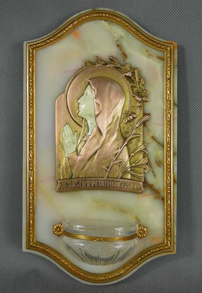 KROPIELNICA Matka Boża z Lilią alabaster Niepokalane Poczęcie 26,5cm