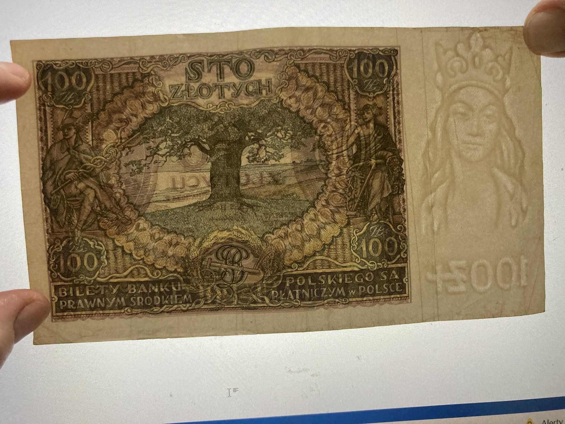 Banknoty 100zł z 1932 seria AU oraz 1934r. seria BS, piękne
