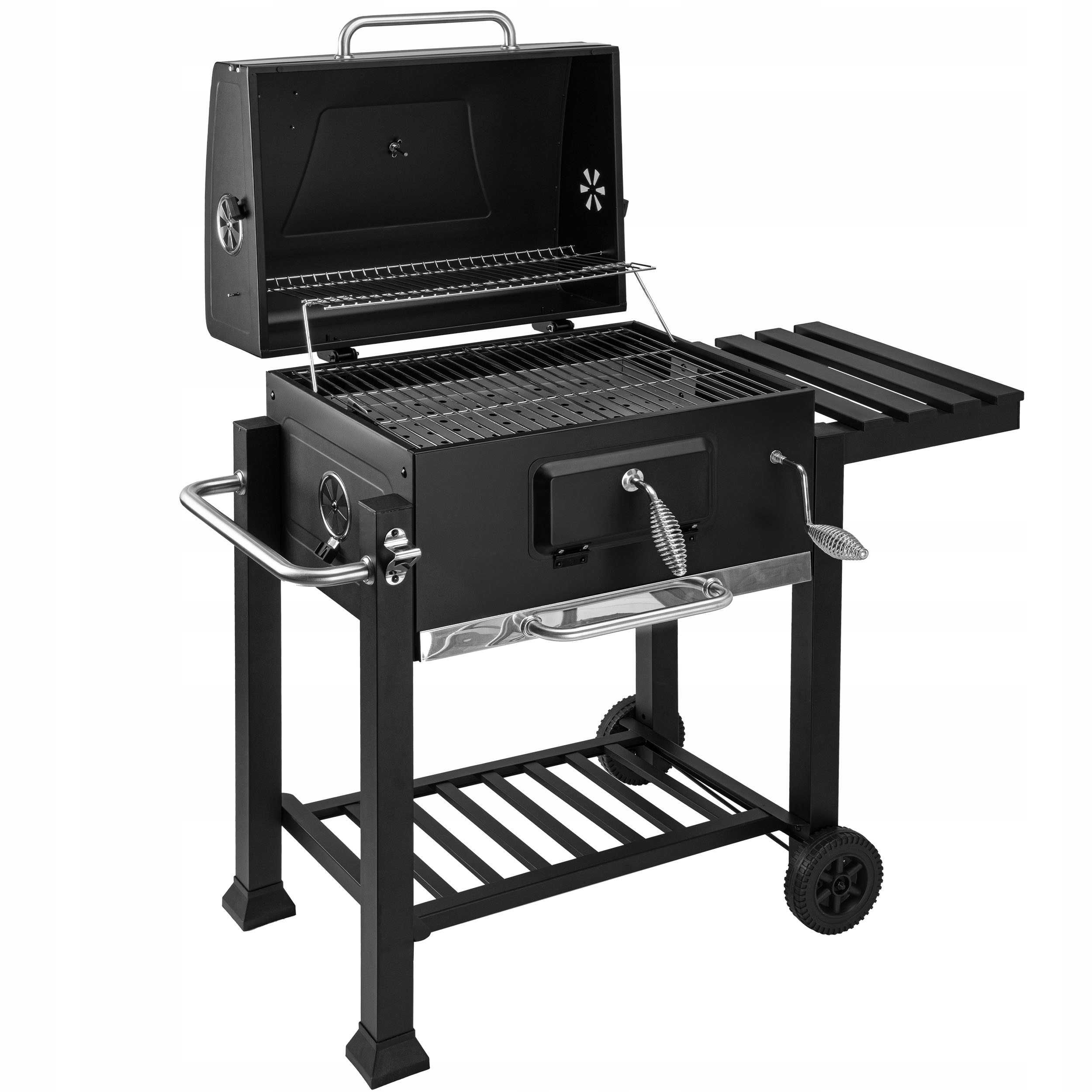 GRILL OGRODOWY z Pokrywą Półką Termometrem Na Kołach Duży XL